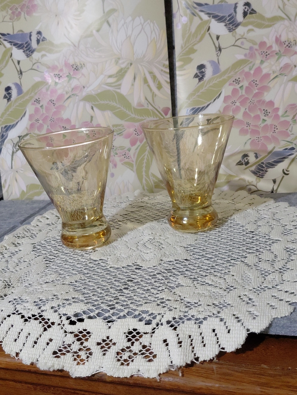 Amber Glass Dessert Cups - Set of 2